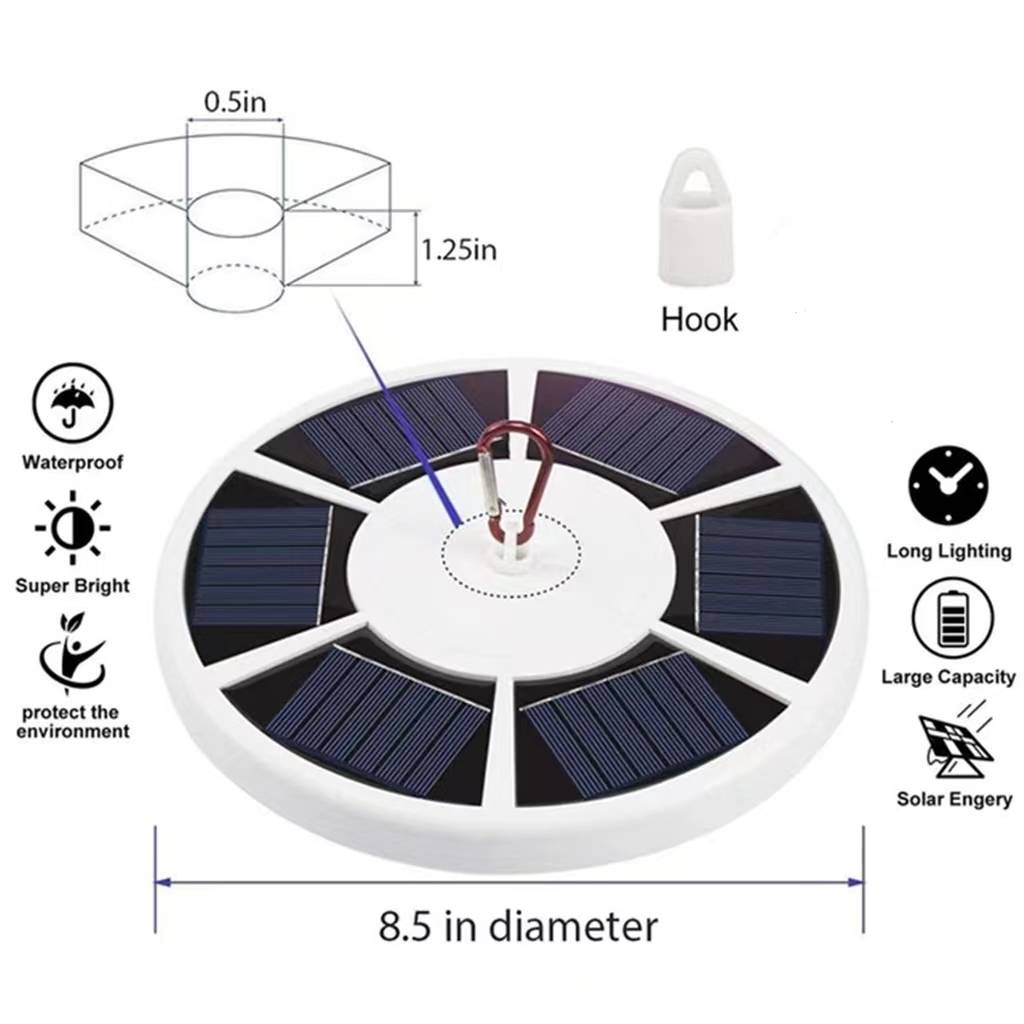 42 LED Solar Flag Pole Light Adjustable Outdoor Camping Tent Light