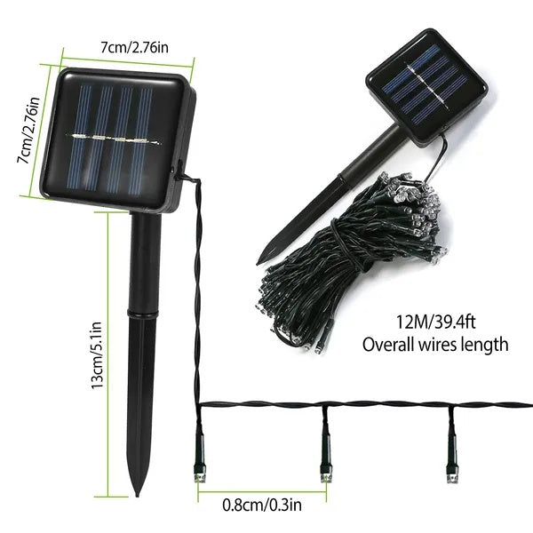 Solar String Lights LED Solar Power Fairy String Light 12M