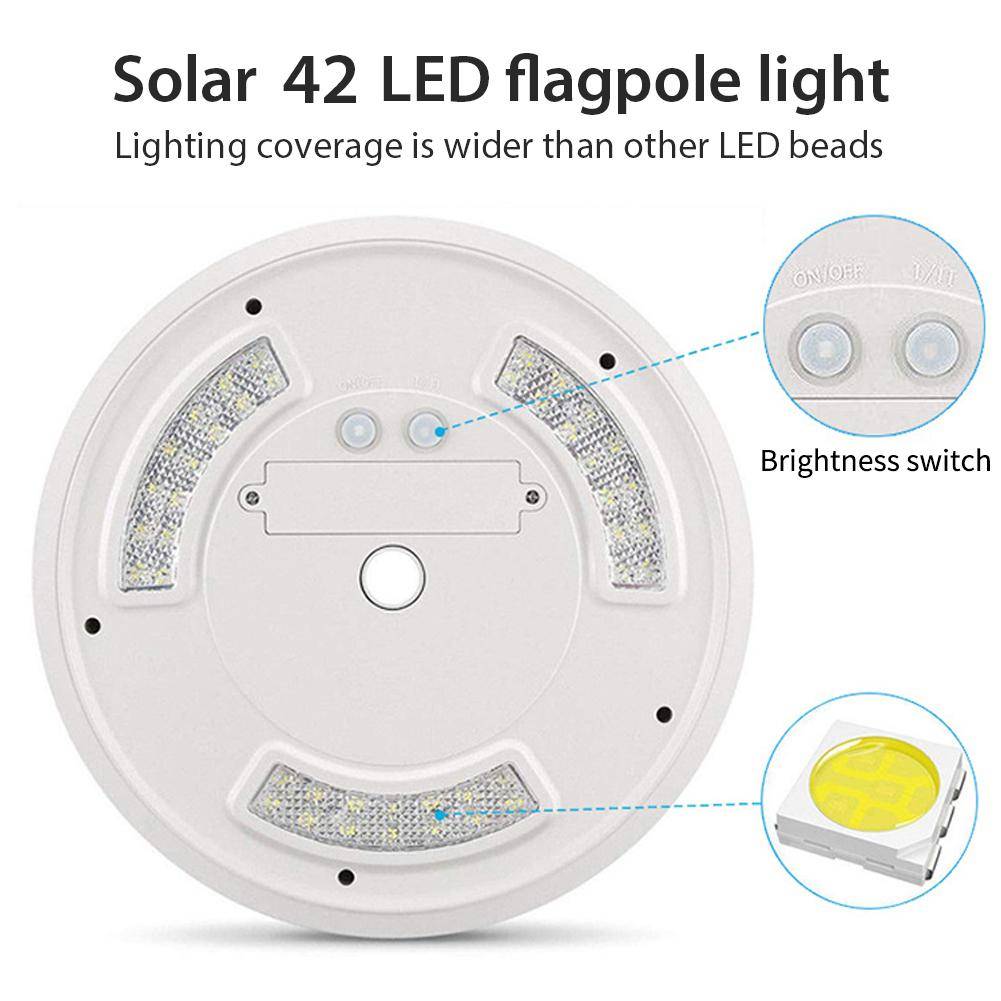 42 LED Solar Flag Pole Light Adjustable Outdoor Camping Tent Light